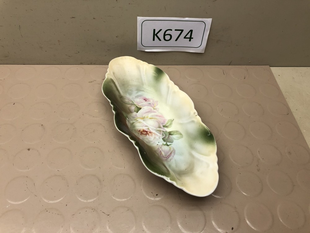 Vintage Hand Painted Celery / Bread Dish- Silesia