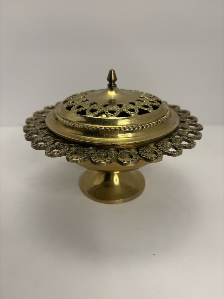 Vintage Brass Incense Burner with Dome Lid