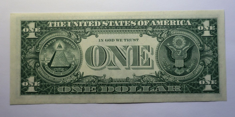 1969 B 1$ FRN BACK TO FACE OFFSET PRINTING ERROR UNCIRCULATED