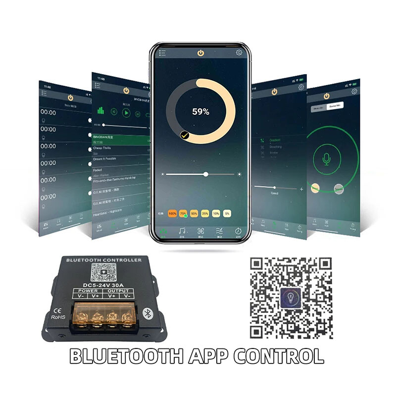 Smart LED Bluetooth Controller DC 5V 12V 24V 30A Dimmer With RF 25-Key Remote