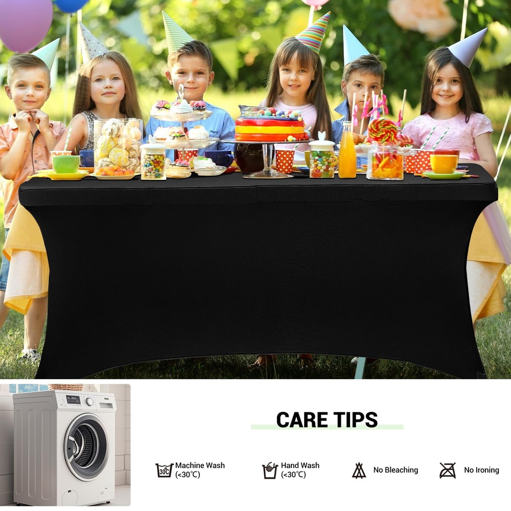 Obstal 4ft Stretch Spandex Table Cover - 4 Pack Universal Rectangular Fitted