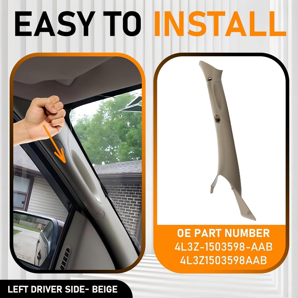 A Pillar Interior Trim Handle Left Driver Side Side, Beige