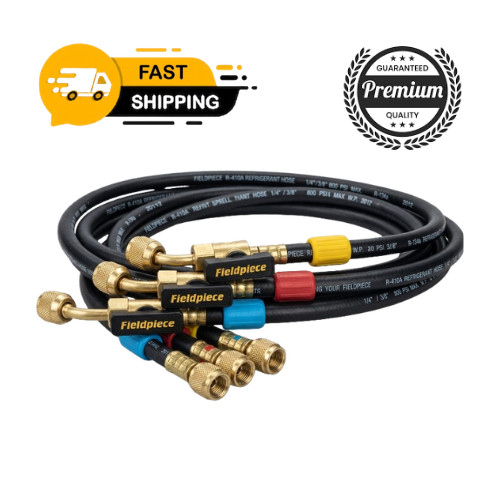 Fieldpiece HR3B Color-Coded Refrigerant Hose Set, 1/4" Connections
