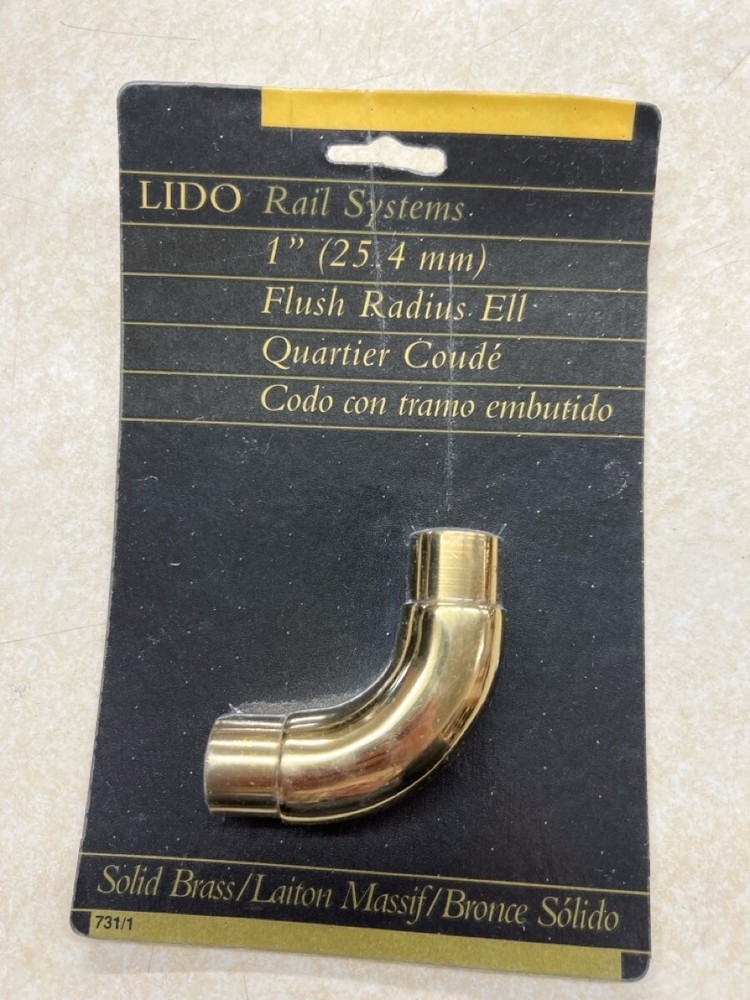 LIDO RAIL SYSTEM 1" SOLID BRASS FLUSH RADIUS ELL - NEW (WBP010200)