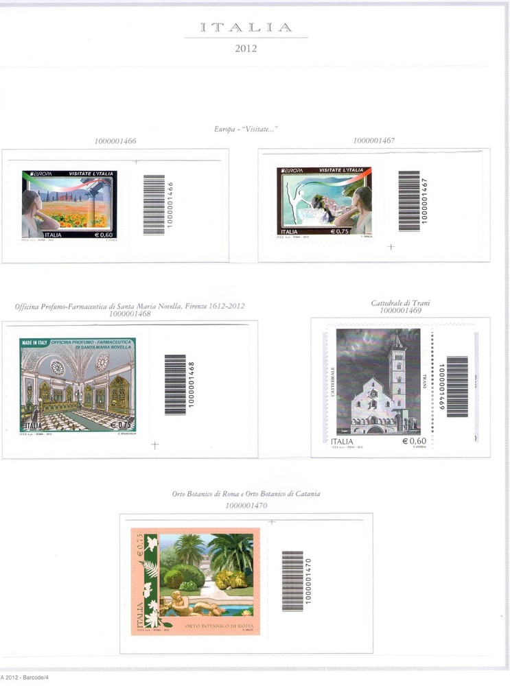 2012 Italian Republic Barcodes Vintage Complete 49 Values + 2 Sheets (Wines + 15