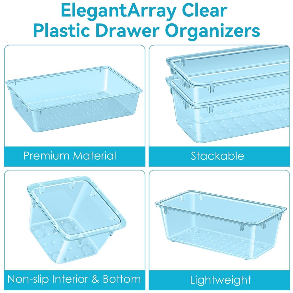 12Piece Drawer Organizer Set Versatile Plastic Storage for Makeup, Office,