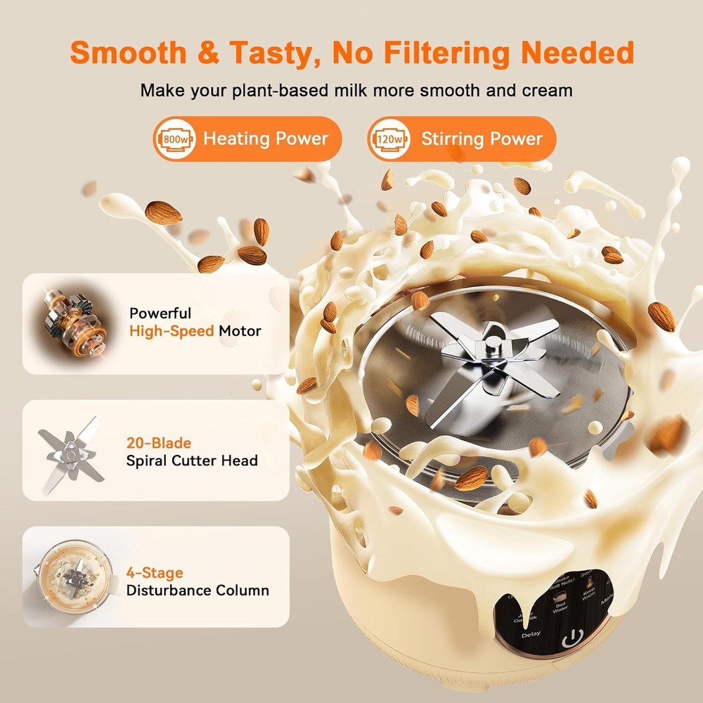 Versatile Almond Milk Maker - 10 Functions & One-Touch Operation for Easy Use