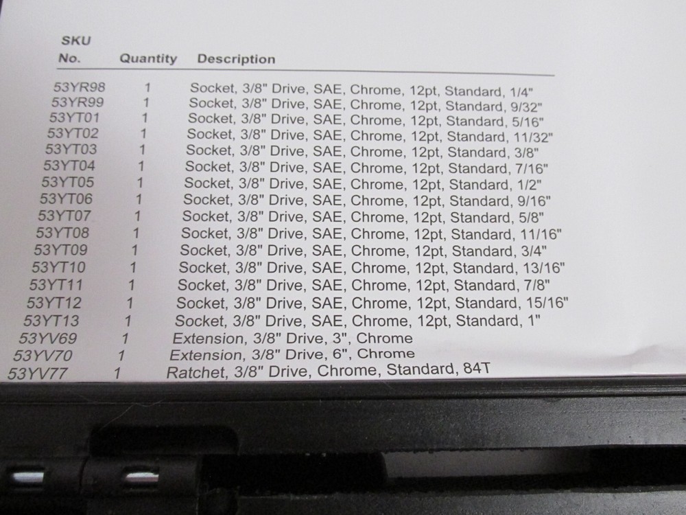 Mechanic Technician Tools Socket Set SAE Chrome Standard 3/8" Westward 53PN35