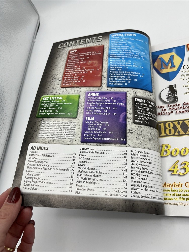 Gen Con 2012 Program Guide Book Gencon Indianapolis Indiana Indy