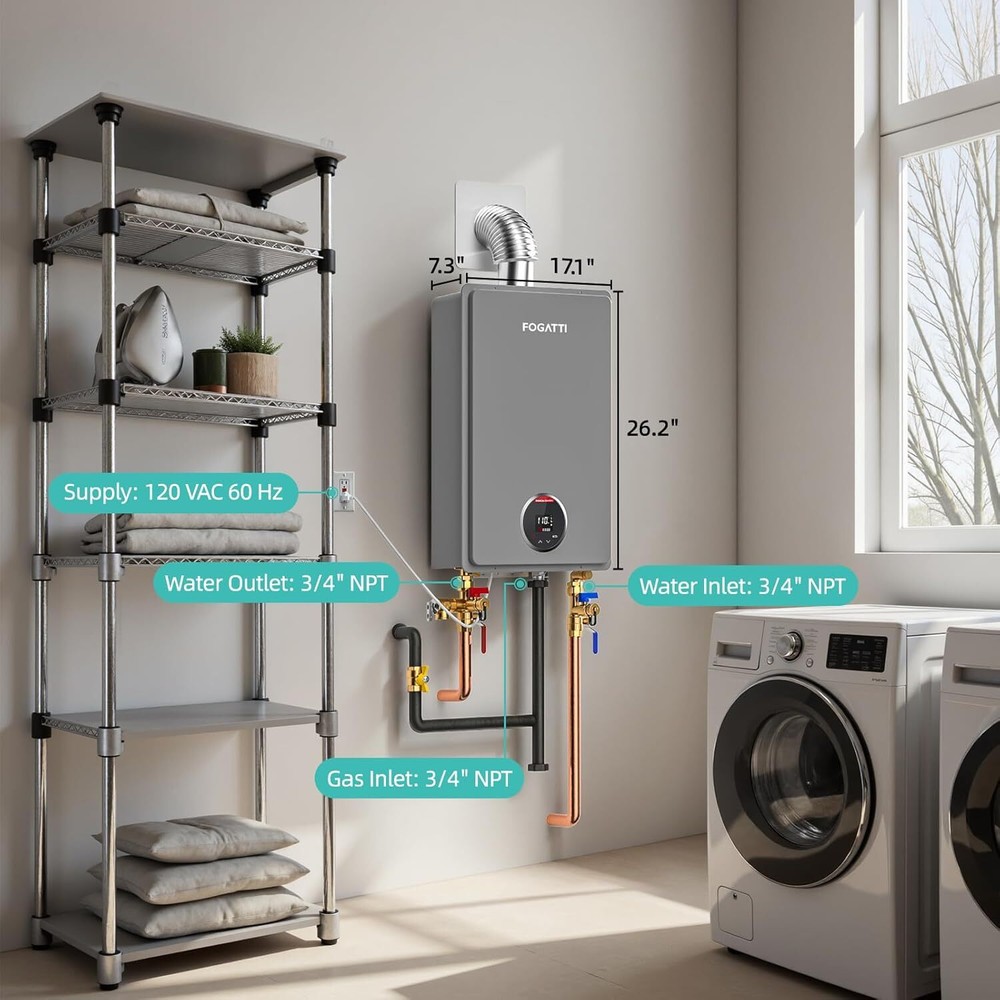 【90% NEW】7.5 GPM 170K BTU Tankless Water Heater Natural Gas Indoor Instant Hot