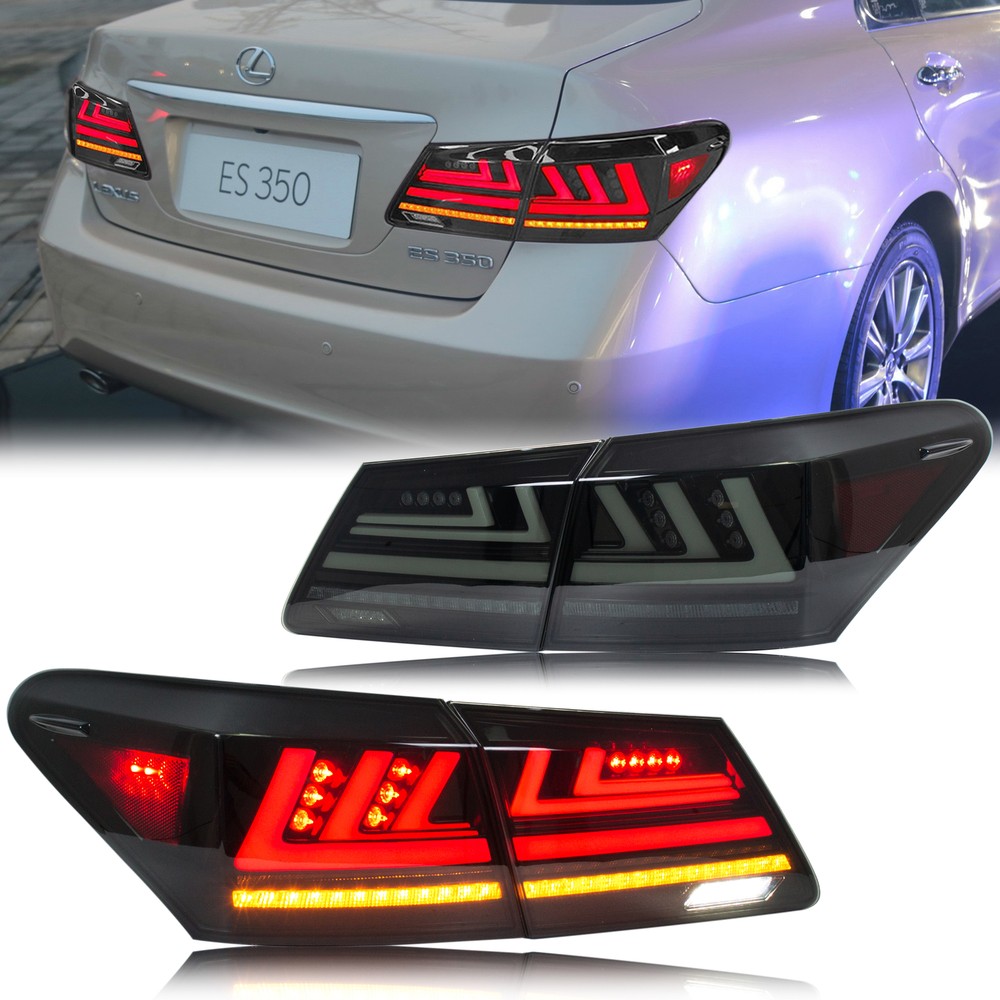 LED Tail Lights for Lexus ES350 2007-2012 Black Sequential Animation Rear Lamps