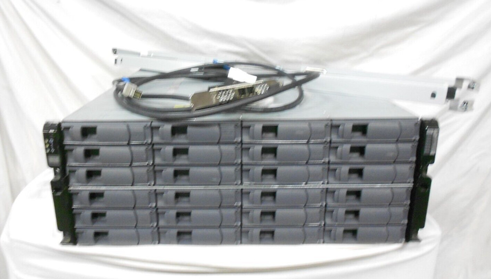 NetApp DS4246 12G IOM12 JBOD Expansion Array + SAS Card, Cable, Rails. 4x PSU