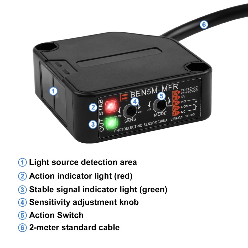 Photoelectric Beam Sensor Switch with Reflective Panel and Mounting Bracket