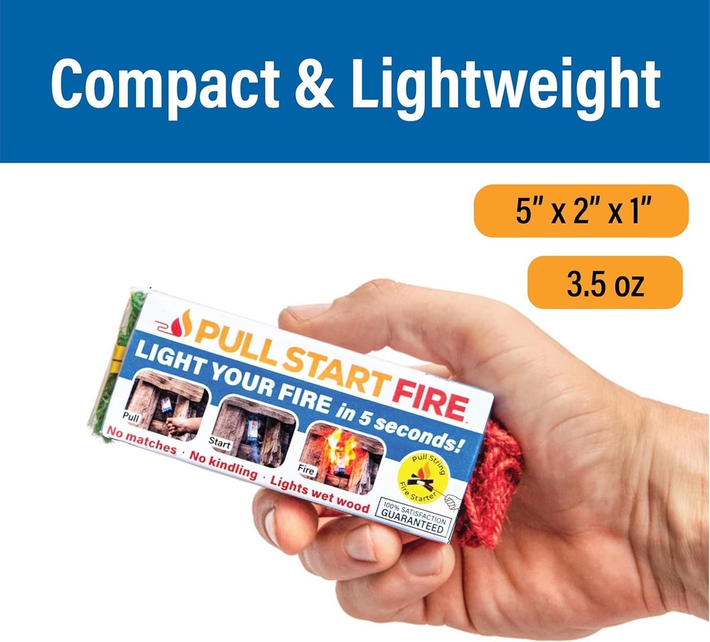 Pull String Firestarter | No Matches Required, Fire Starts in Seconds | for C...