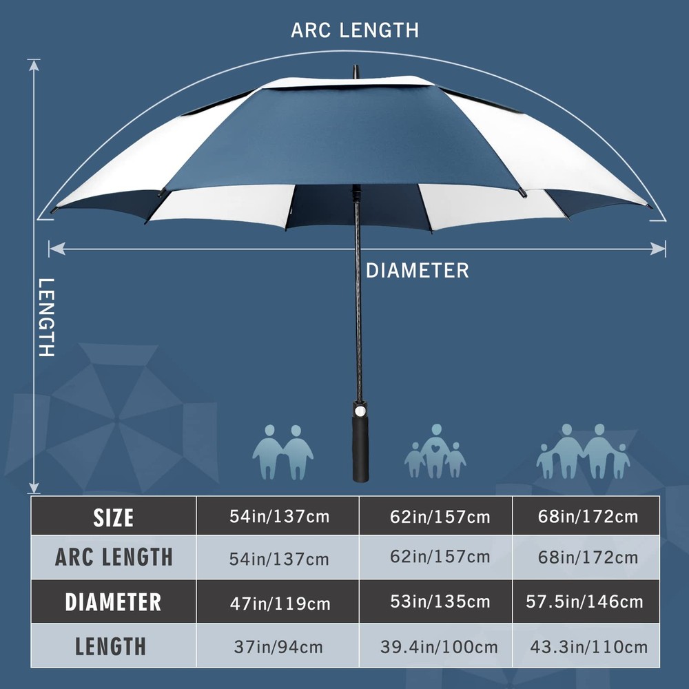 Golf Umbrella Windproof, Extra Large Oversized Heavy Duty Double Canopy for R...