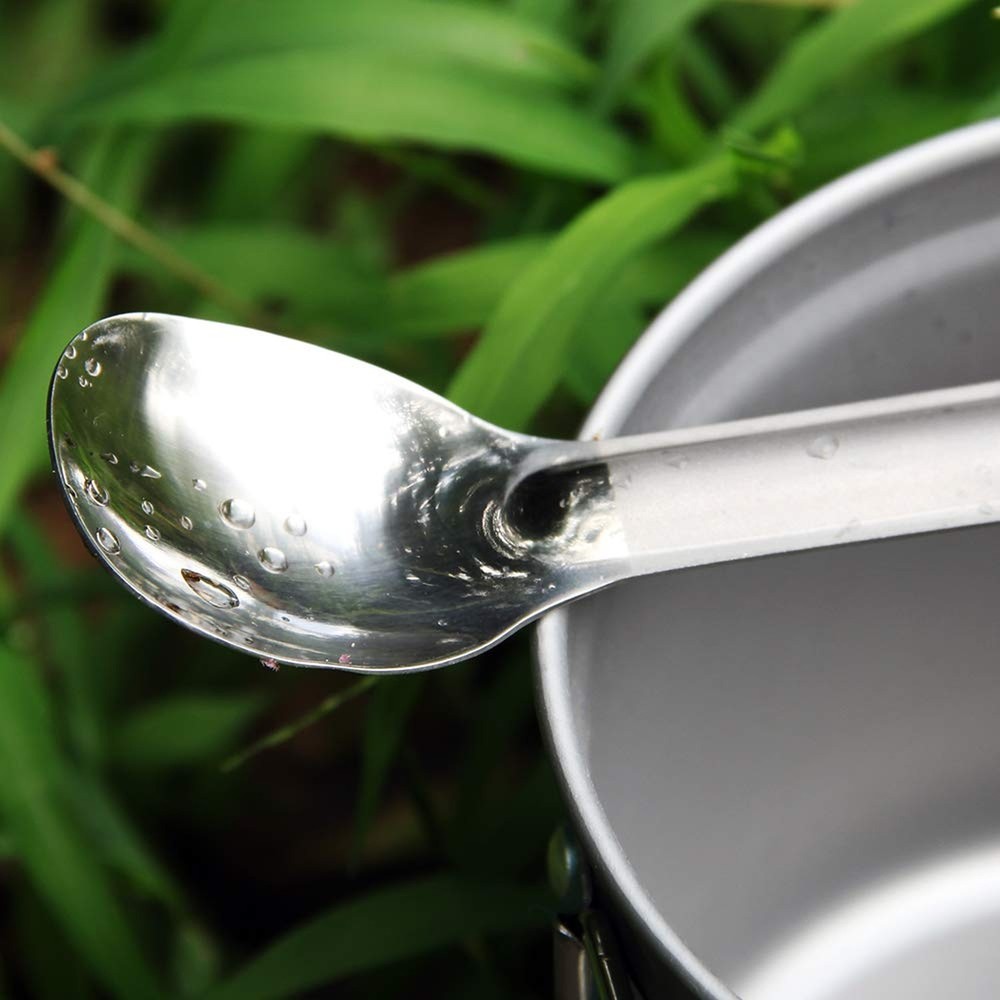 Titanium spoon long handle polished end backpacking spoon with Polished Bowl ...