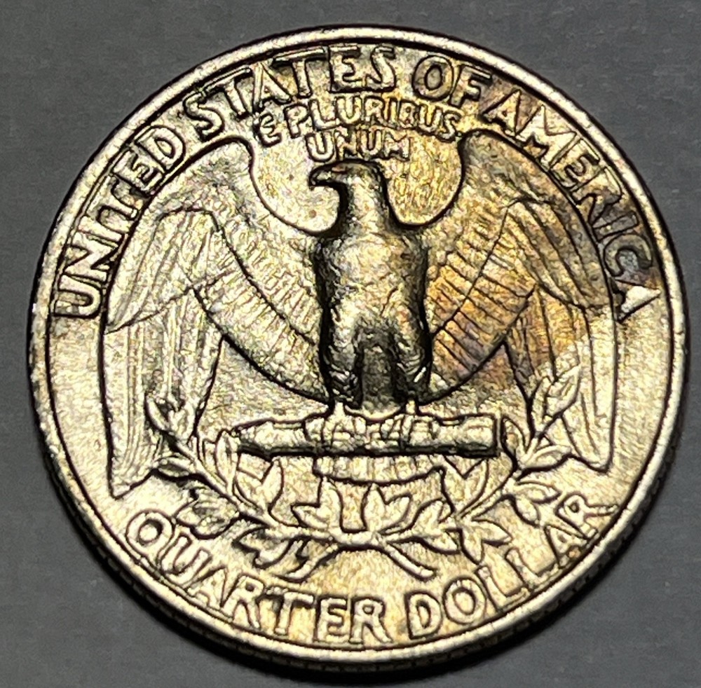 1981 P Washington Quarter Errors Strike Though Grease Unreadable Mint Mark #1