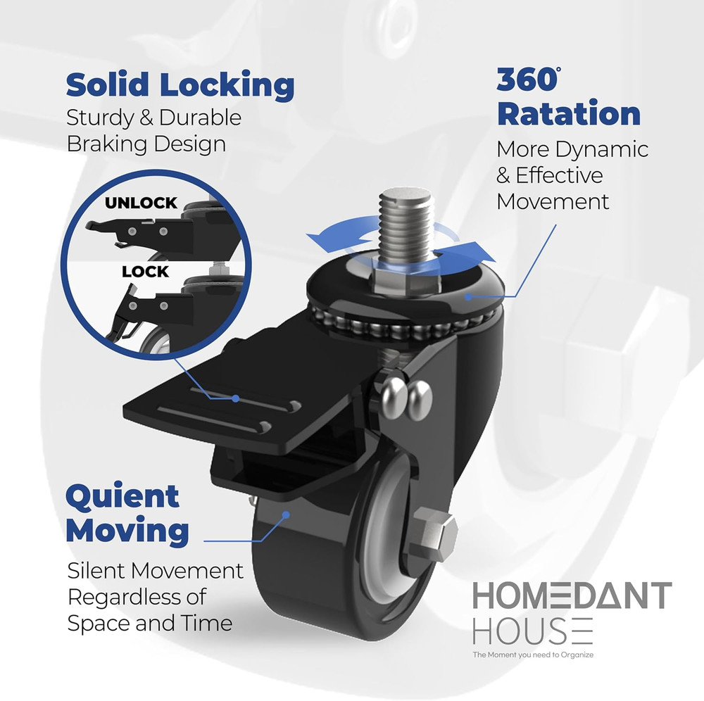5-Tier Metal Rolling Cart with Adjustable Shelves - Heavy Duty Storage Unit