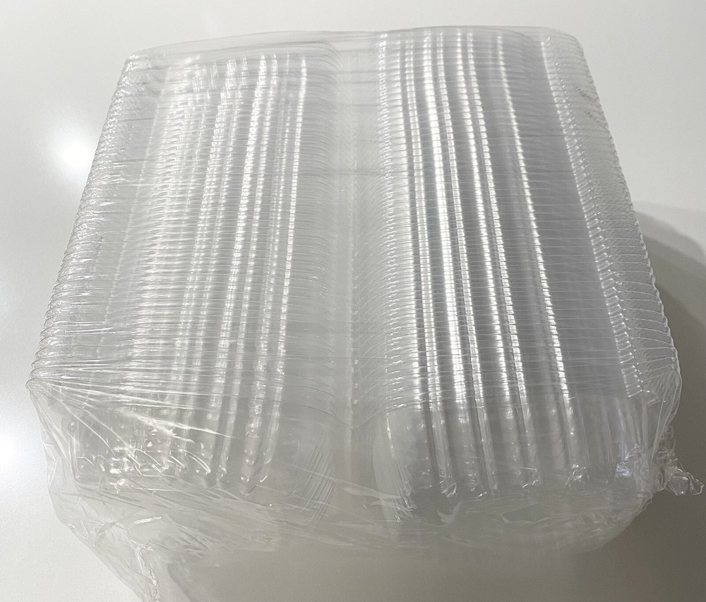 Take-Out Containers Clear Hinged Clam Shell Boxes (50 Pack) 5"x 5"x 3. New