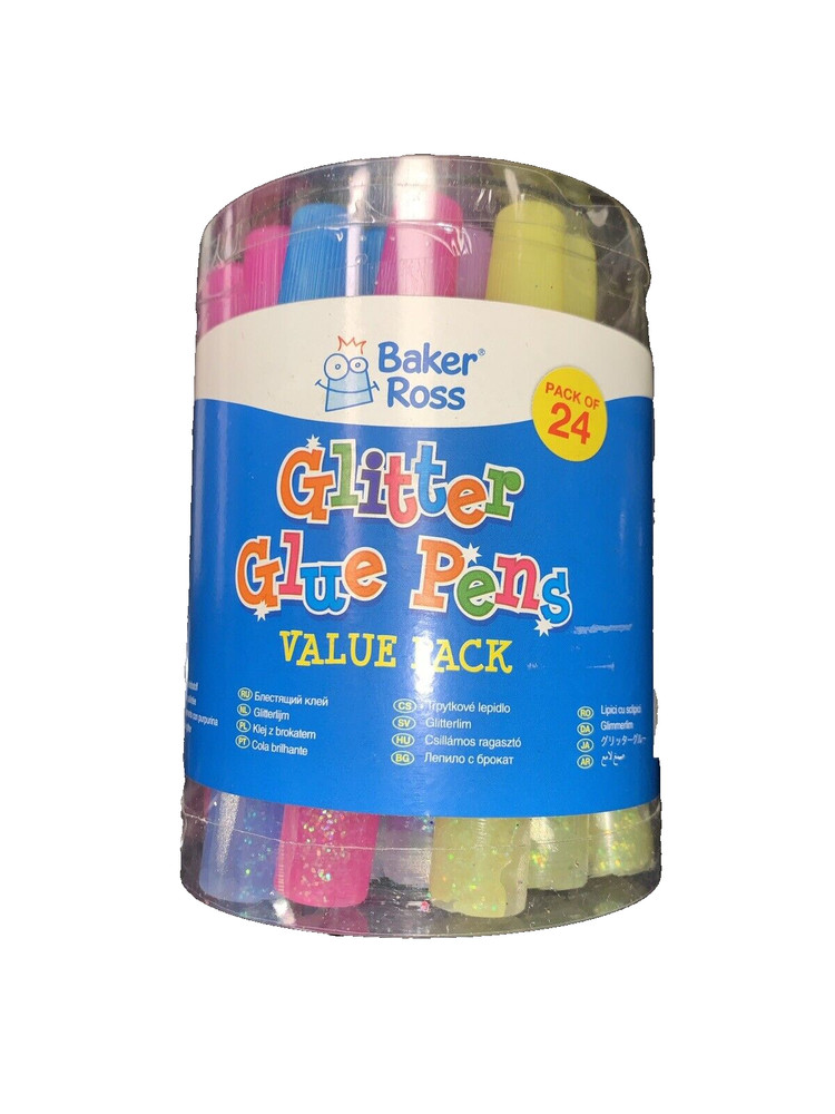 Baker Ross glitter glue pen value pack 24
