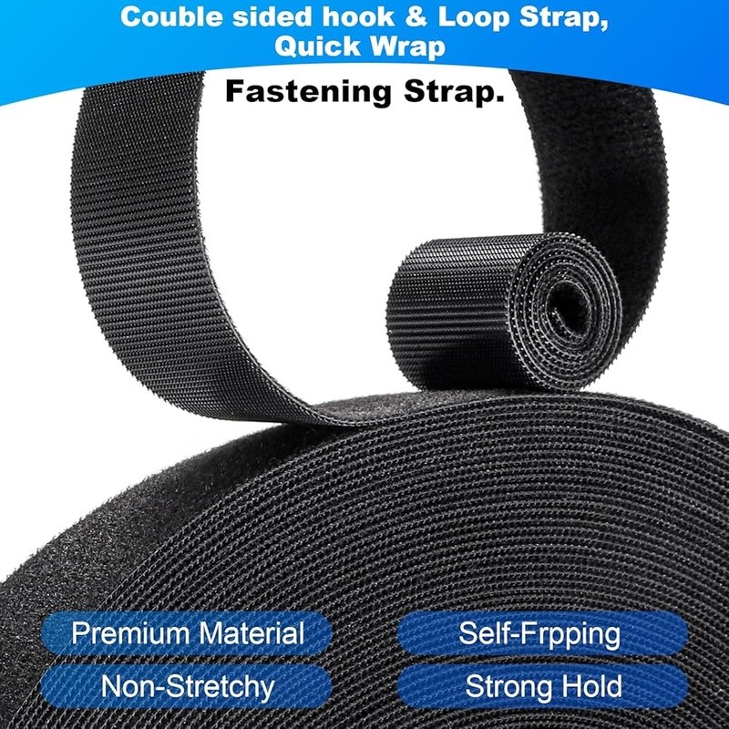Durable Double Sided Hook & Loop Fasteners Heavy Duty Cable Organization New