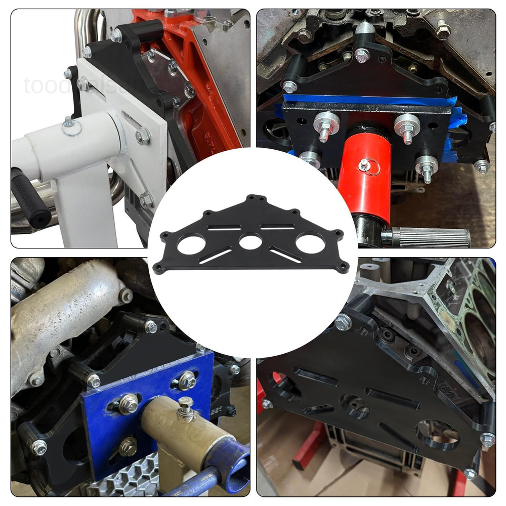 Engine Safe Stand Adapter Plate Compatible with Chevy Black, Black