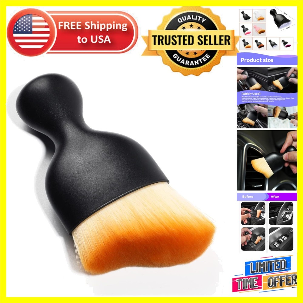 Multi-Surface Soft Bristle Brush for Car & Home Cleaning - Durable & Easy Grip