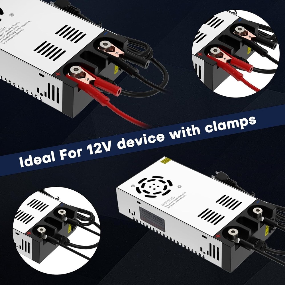 Versatile 600W AC to DC Converter, 110V/220V Input, 12V Adjustable Output