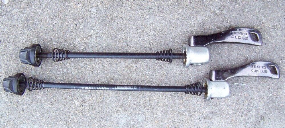 Vintage Shimano Quick Release/ Skewer Set with Anodized Release Lever