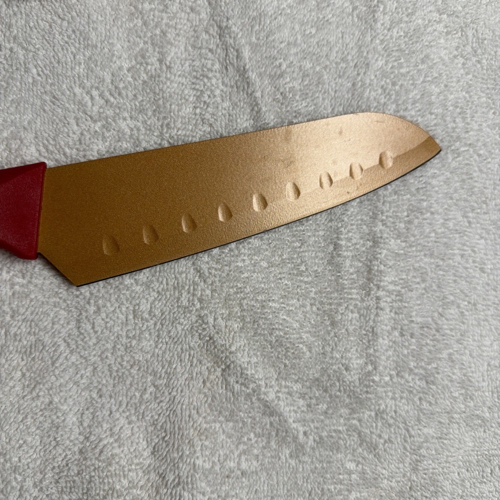 Santoku Copper Clad Non Stick Red Ergonomic Handle