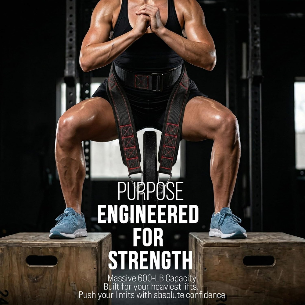 Heavy-Duty Belt for Belt Squats, Weight Training Rack Attachment, Squat Machine