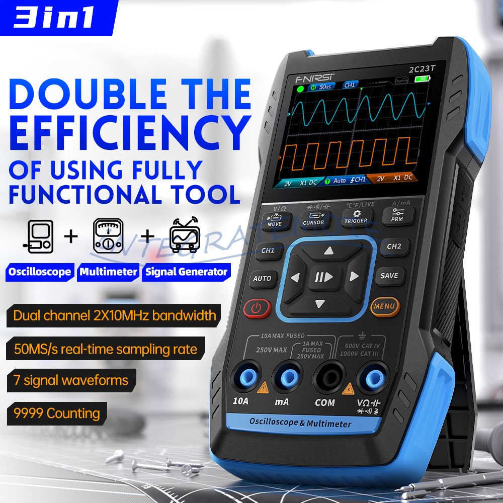 FNIRSI 2C23T 3-in-1 Digital Oscilloscope Multimeter Function Signal Generator US