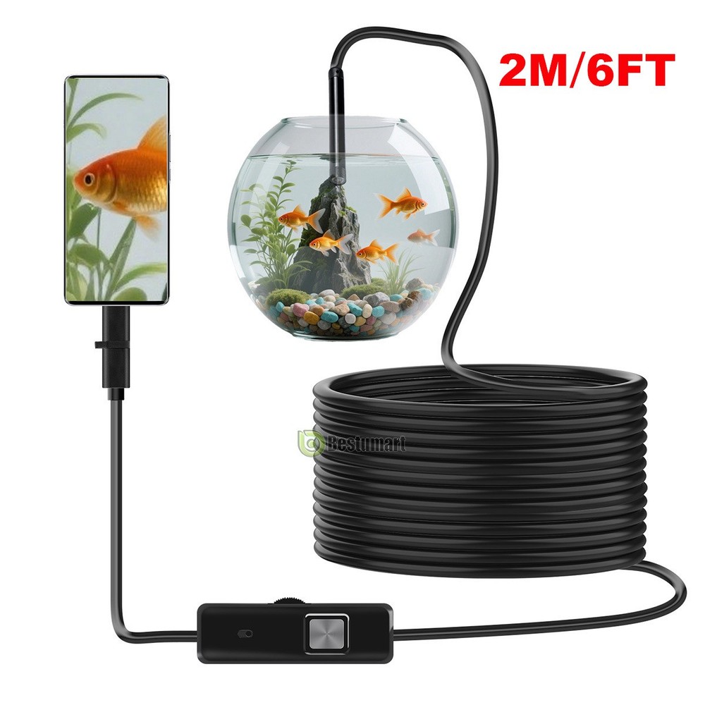 6LED USB Snake Endoscope Borescope HD Inspection Camera Scope For Android Type C