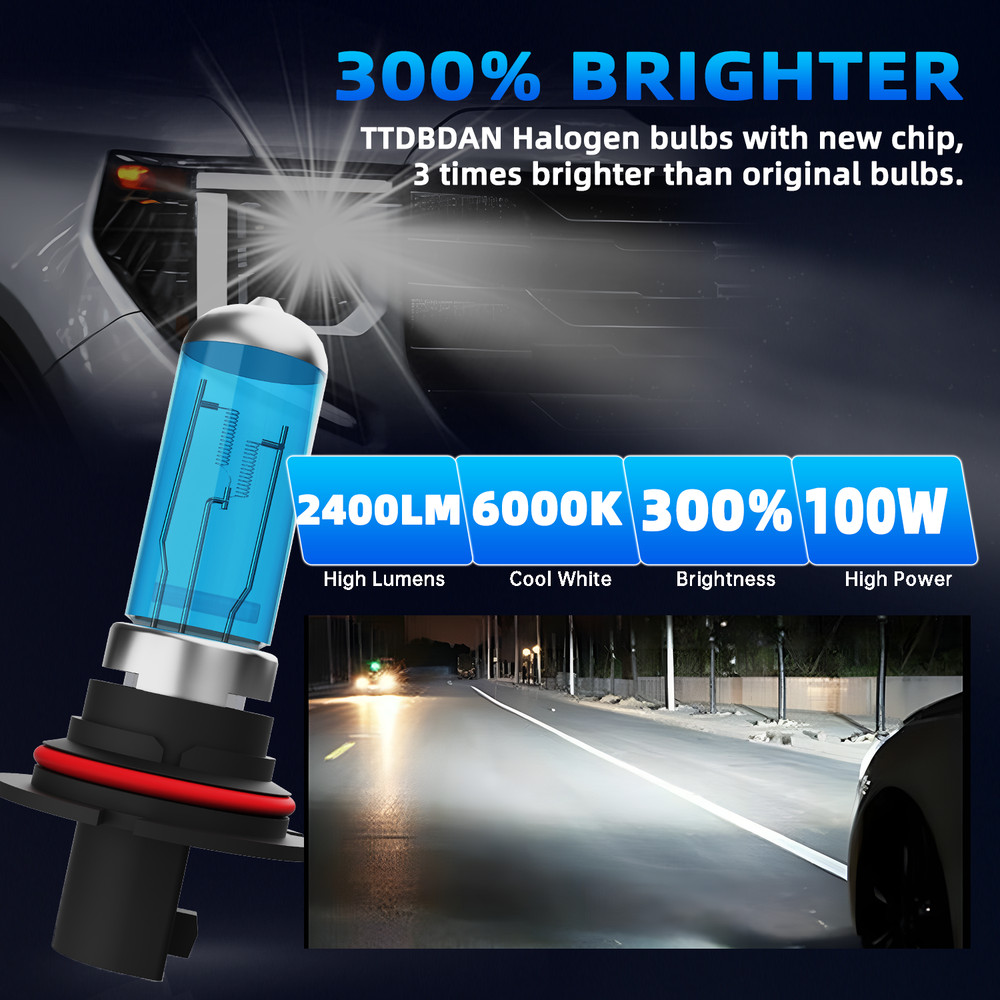 9007 Halogen Headlight Super Bright Bulbs Kit White 6000K High/Low Beam 2PCS