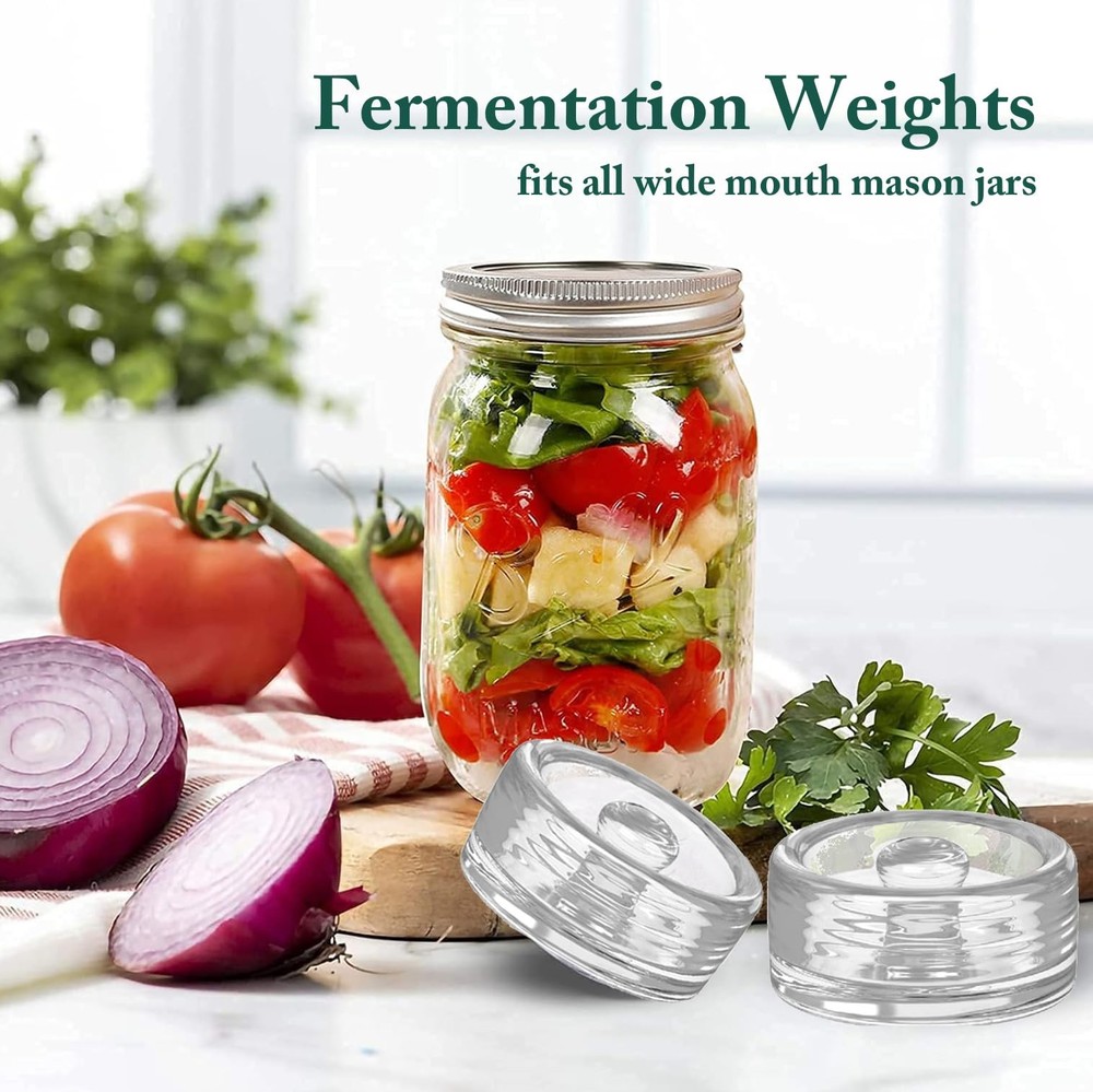 Fermentation Glass Weights with Easy Grip Handle for Mason middle, 2 PCS