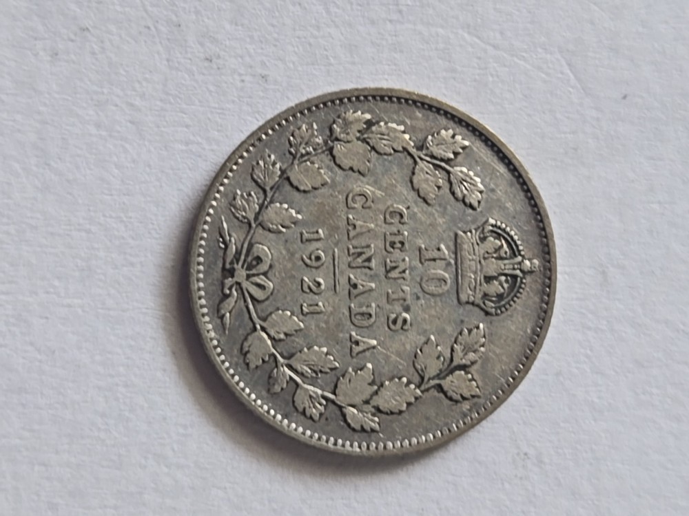 1921 Canada Silver 10 Cent F Fine Condition #902