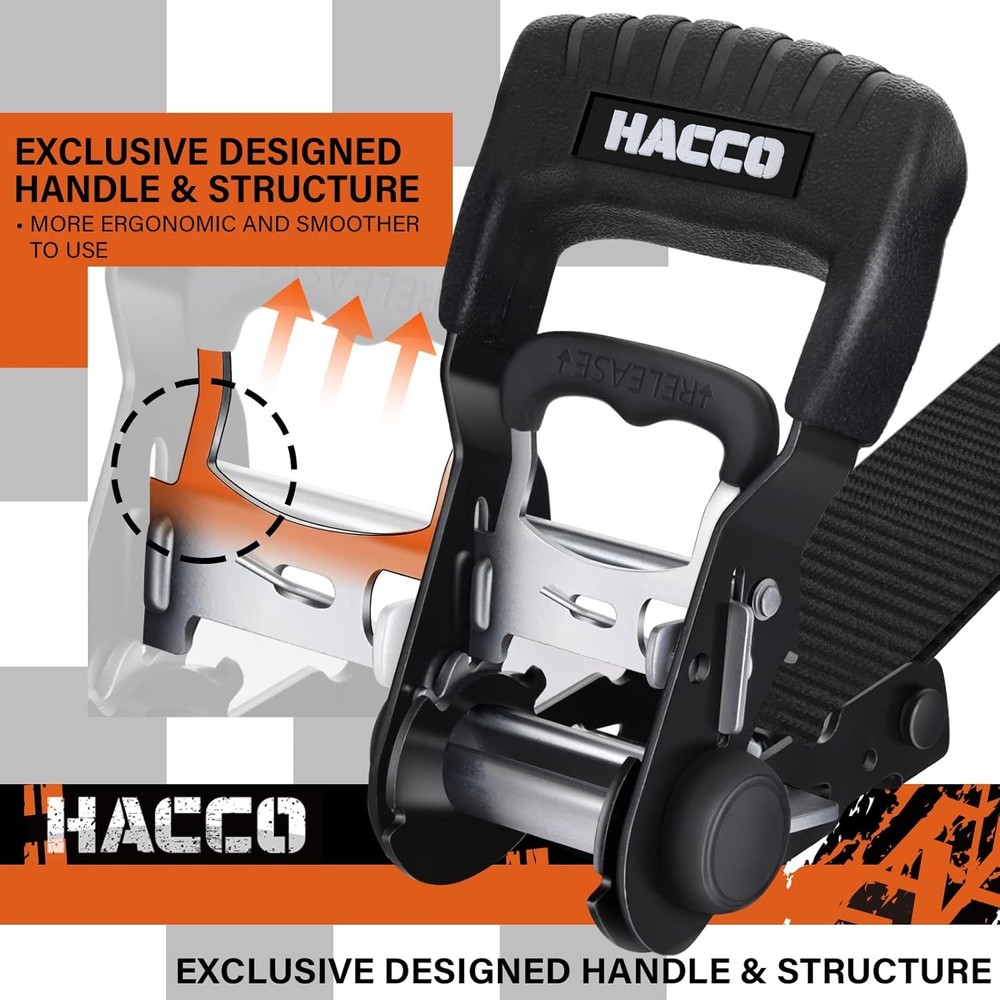 Ratchet Strap Set, 5280 lbs Breaking Strength, 16 ft × 1.6 in