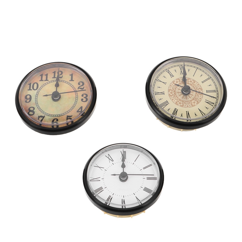 3 Pcs Embedded Quartz Clock Inserts Round Movement Mechanism Kit