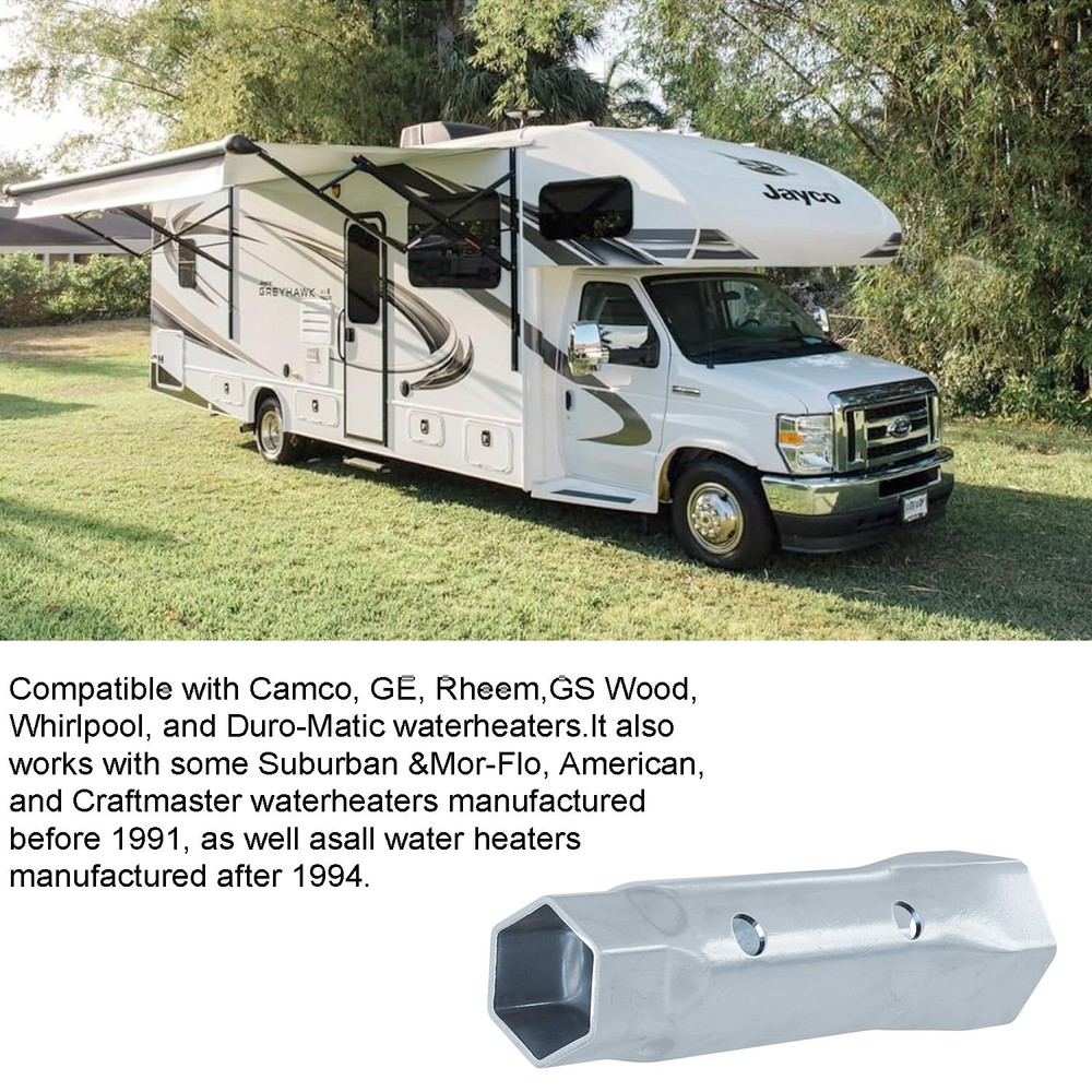 Haromala Upgraded RV Water Heater Element Wrench Socket, Dual Hex Silver