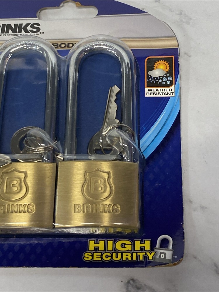 Brinks Solid Brass Padlock, 40mm Body with 2-1/2 inch Shackle, 4 Pack Keyed J5
