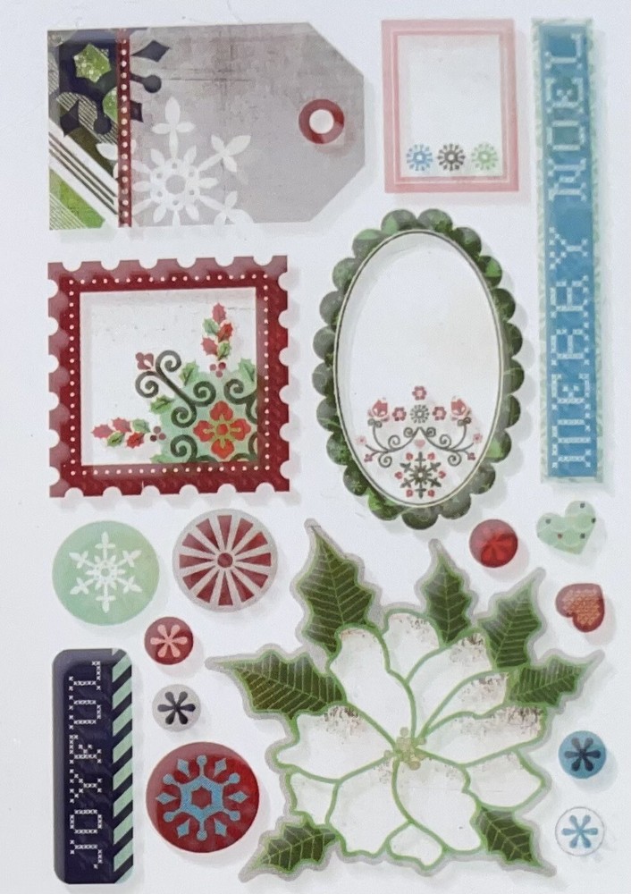 Basic Grey Designer Chipboard Christmas Glitter Real Thick Sticky Chip Sticker 4