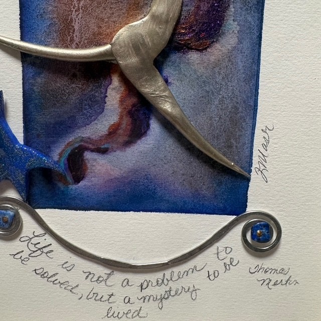 Kathleen Master Mixed Media Art "Life is not a problem" Framed Signed Abstract