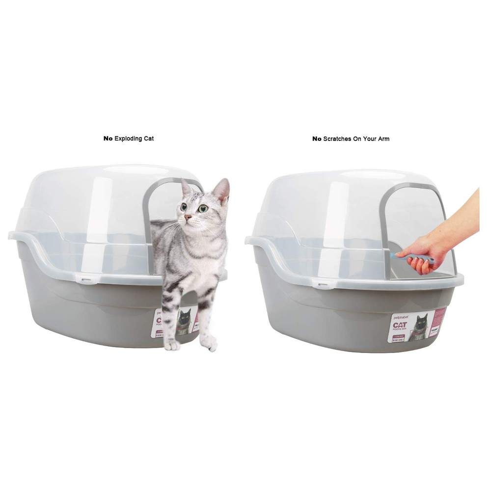 Jumbo Hooded Cat Litter Box, Extra Large Gray