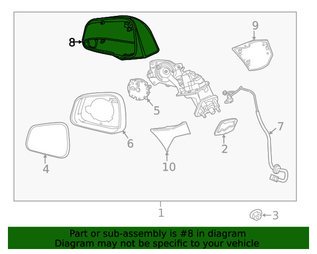 Genuine GM Primed Driver Side Rearview Mirror Bracket Cover 42492885