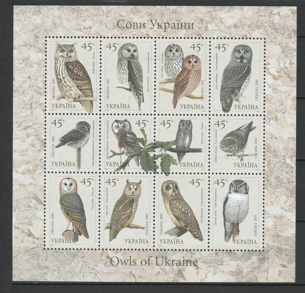 Ukraine 2003 Birds, Owls MNH sheet