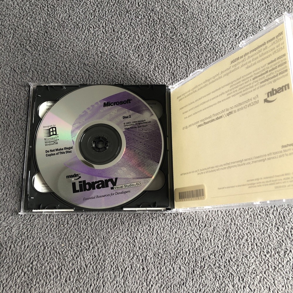 Microsoft MSDN Library Visual Studio 6.0 2 CD Set for Windows NT Windows 98