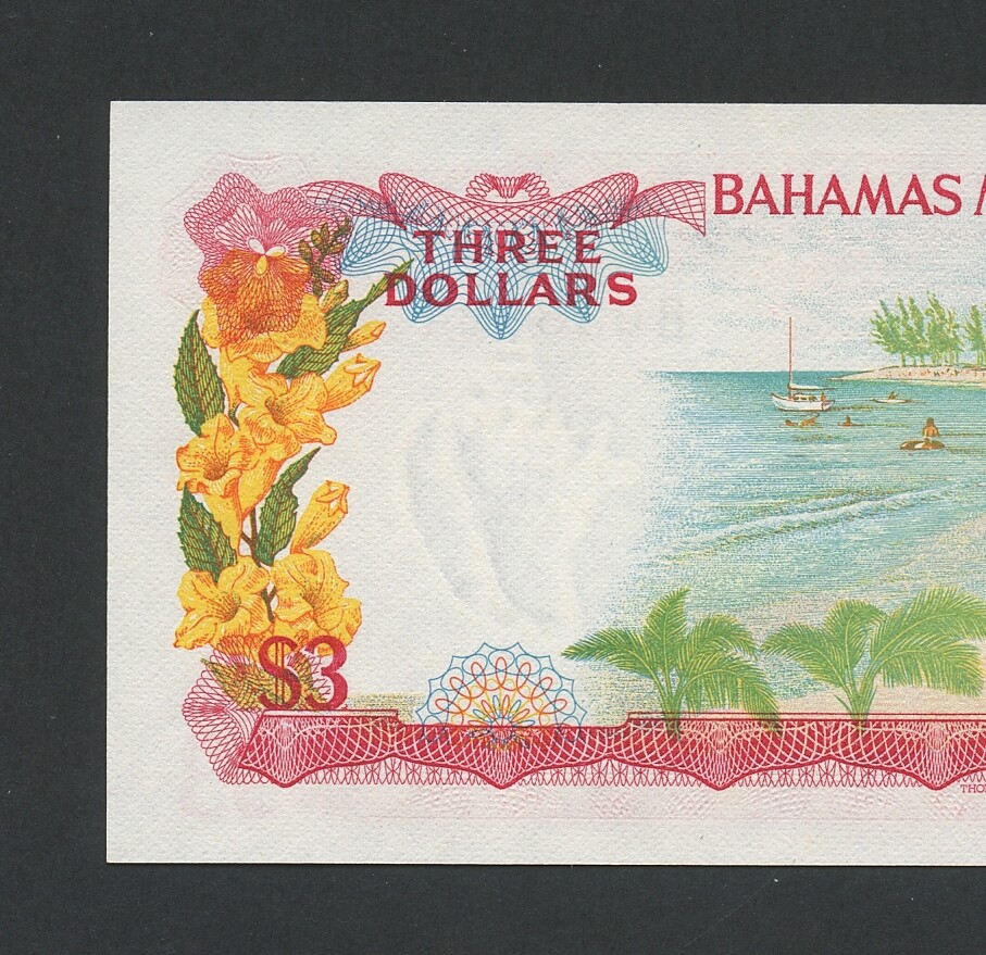 BAHAMAS $3 note 1968 QEII Krause 28 Uncirculated Banknotes