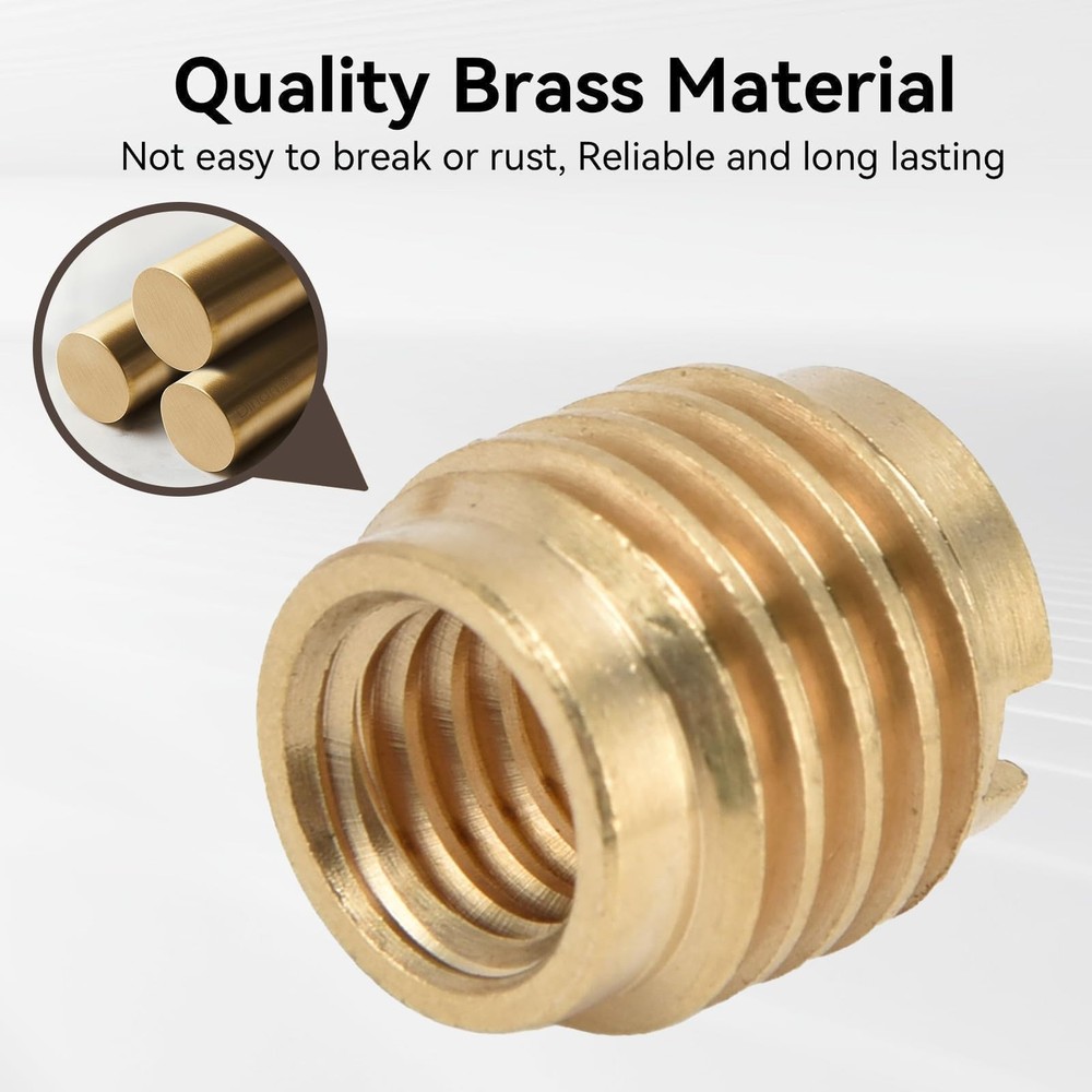 10 PCS Threaded Inserts, Brass Dual-Threaded Insert for Wooden Tap Handle Bee...