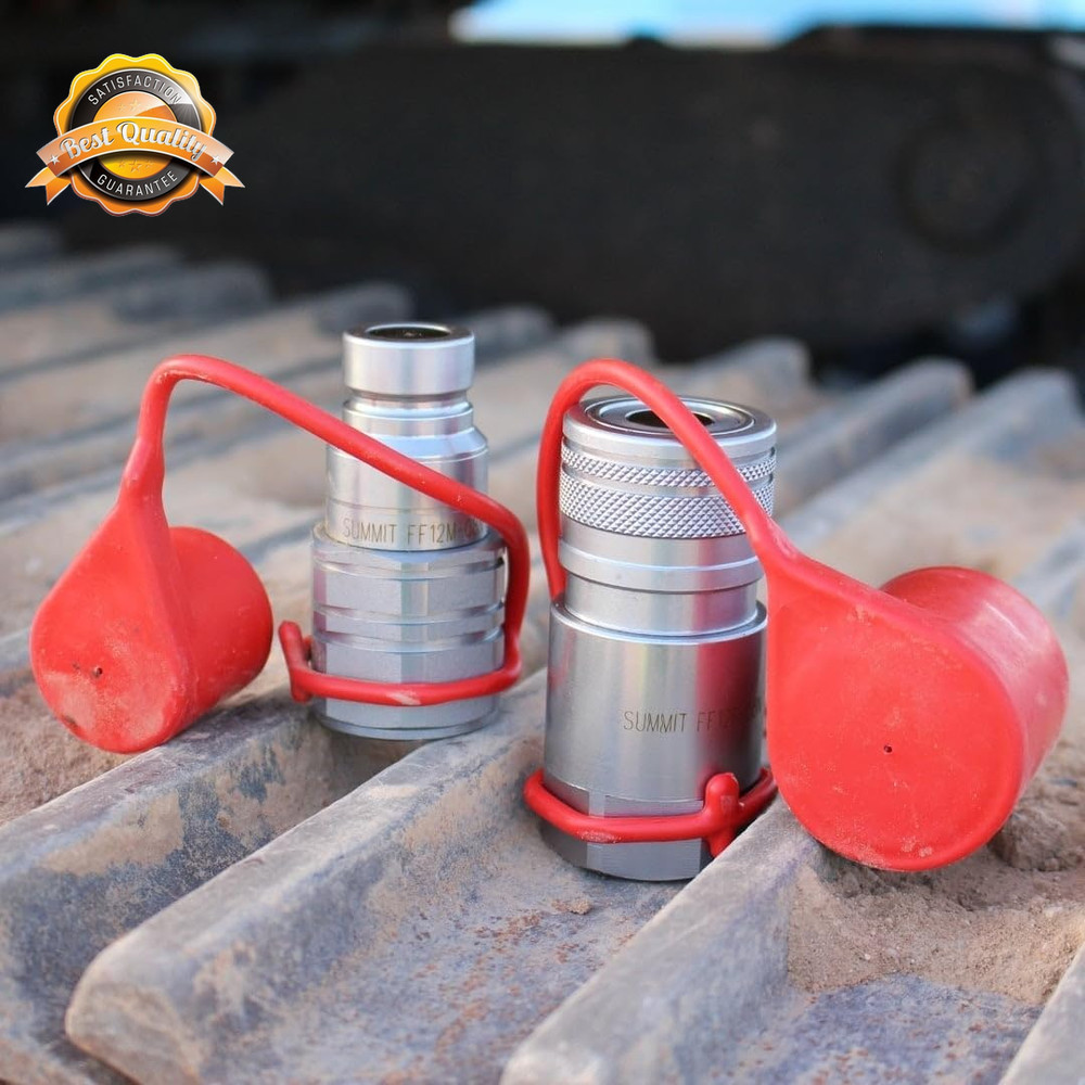 Flat Face Hydraulic Quick Connect Couplers Set with Dust Caps 1/2in