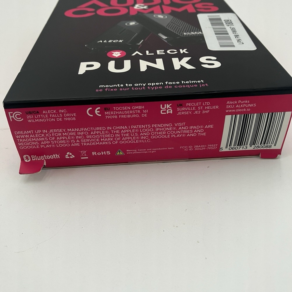 Aleck Punks Helmet Bluetooth Speakers Audio Comms System Open Box Tested